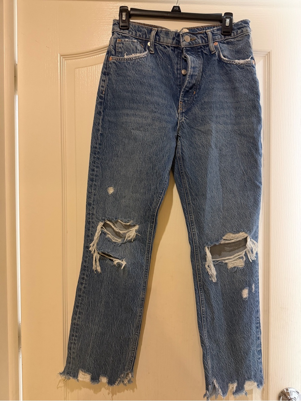 We The Free Blue Distressed Denim Jeans
